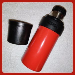 Thermos Steel Outdoor Bottle w/ Cup - 1 Qt - Vacuum Insulated - Red and Black